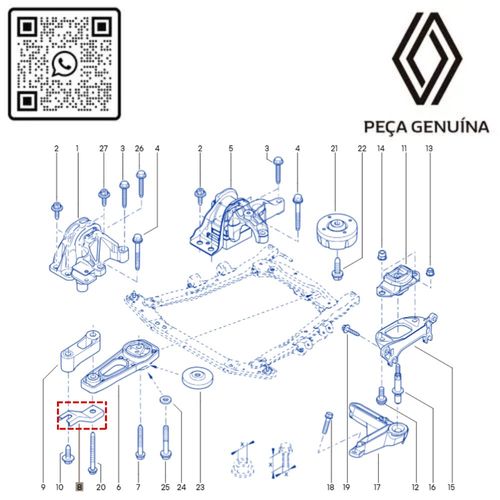 RN 805819 8200805819 CHAPA SUPORTE REFORCO COXIM CENTRAL DUSTER 3